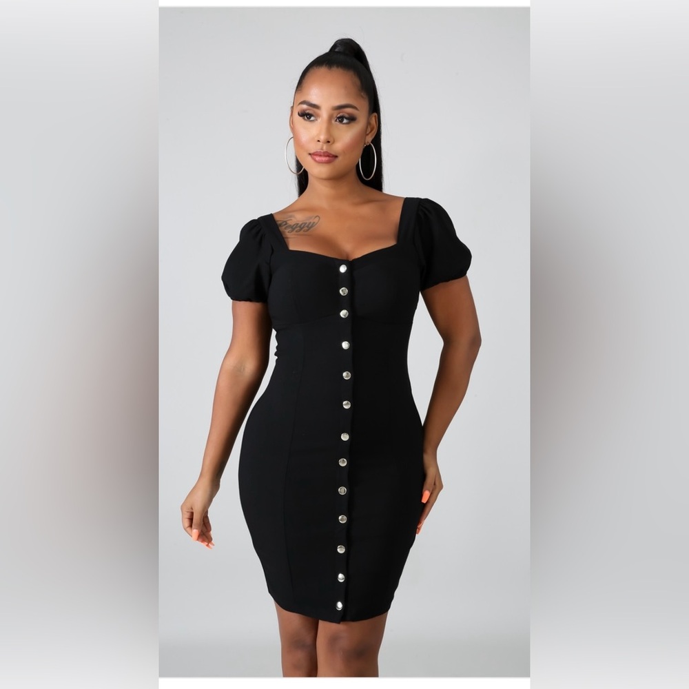 Chic Black Button-Front Mini Dress